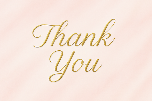 create a pink and white background with the words thank you in gold